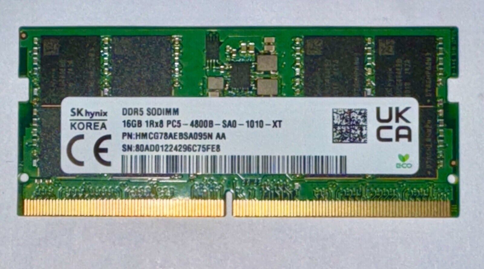 SK Hynix 16GB DDR5-4800MHz (PC5-38400) 1Rx8 SO-DIMM Memory - HMCG78MEBSA095N BA