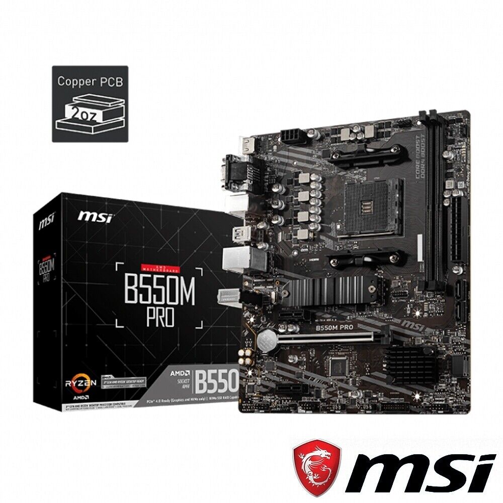 NEW MSI AMD B550M PRO Socket AM4 Micro ATX mATX DDR4 Motherboard