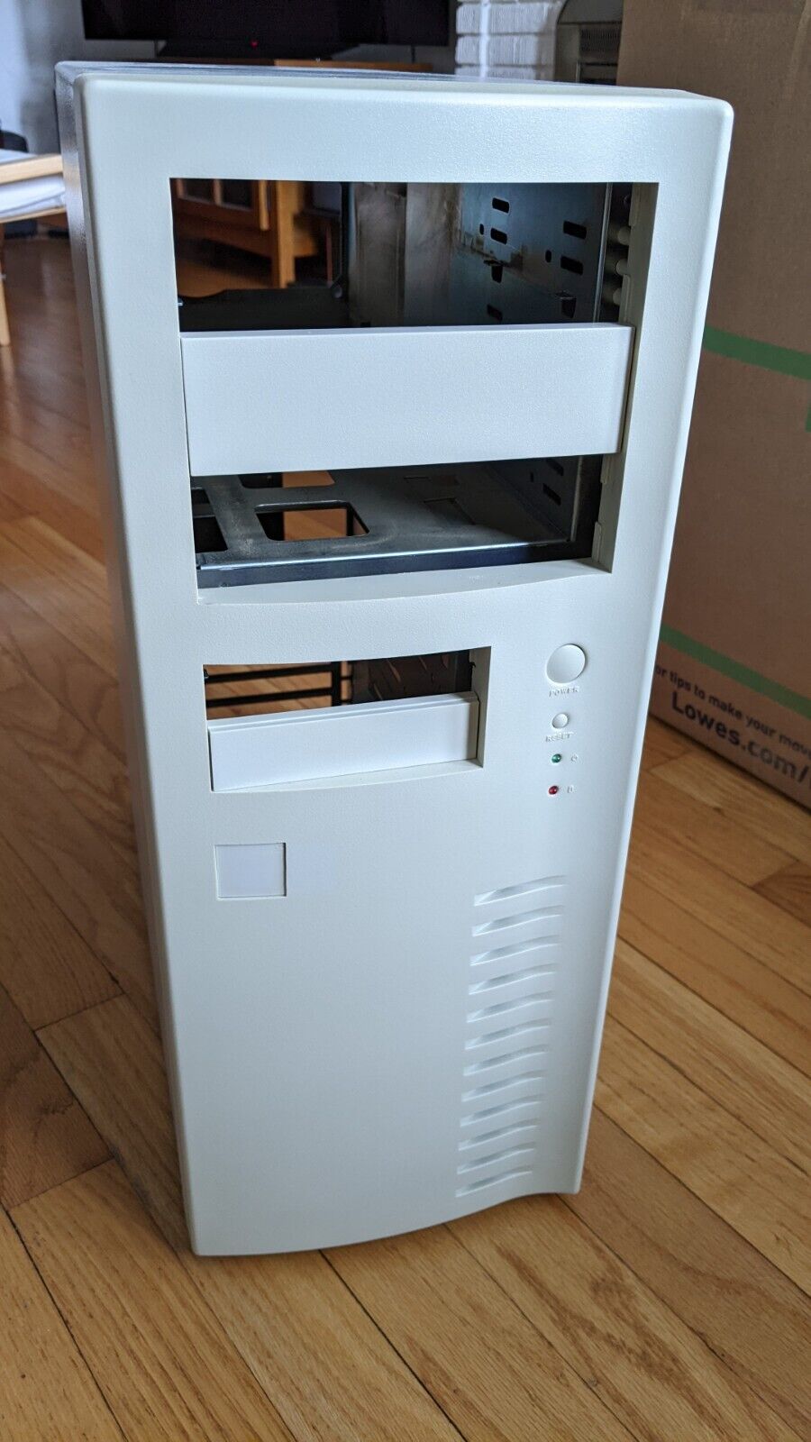 Vintage Beige Mid-Tower ATX Computer Case for Retro PC