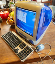Vintage Apple iMac G3 Blueberry Blue M5521 Power PC Mac Macintosh Computer Works picture