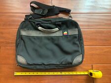 Vintage Apple Black Laptop Bag Messenger Rainbow Bite Logo Zip Leather picture