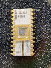 Vintage Computer Chip Gold White Ceramic Intel C1702A Static EPROM 2048-bit 1972 picture