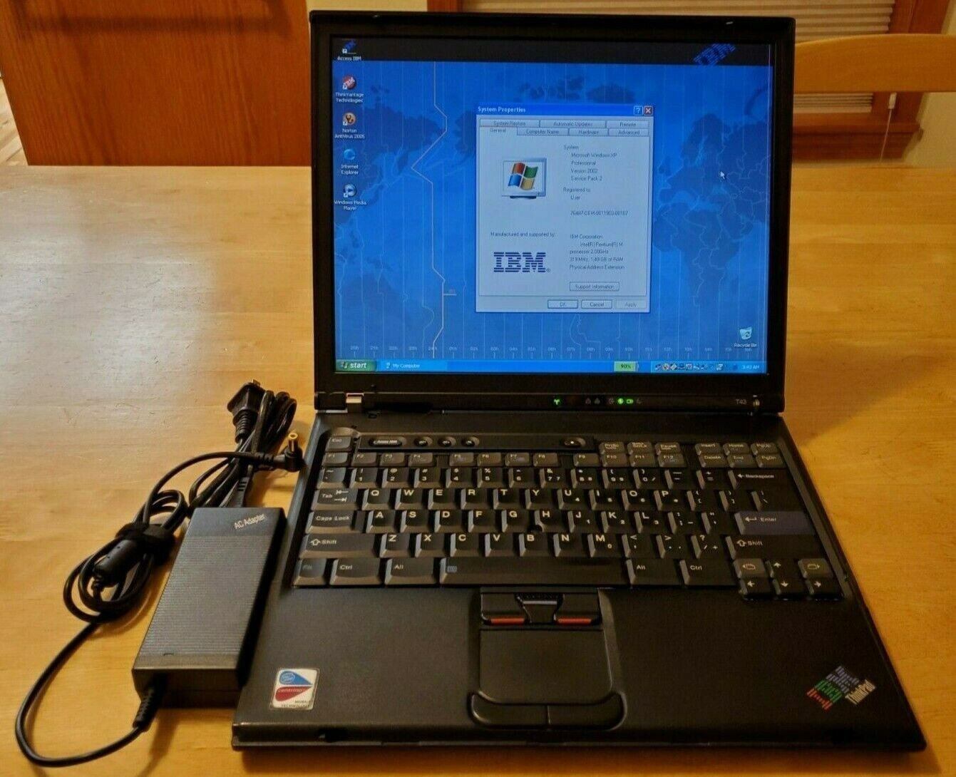 IBM ThinkPad T43 with Original IBM OEM Software. Plus AC Charger
