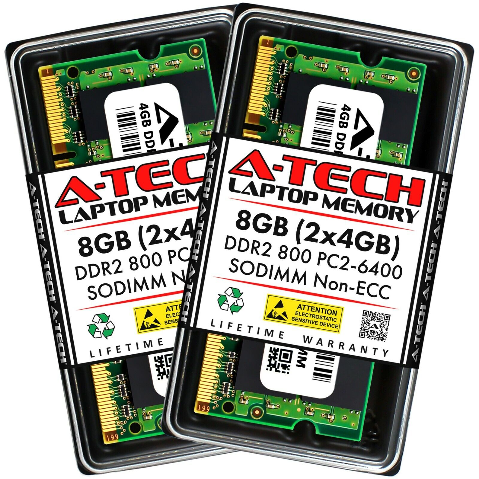 A-Tech 8GB 2 x 4GB PC2-6400 Laptop SODIMM DDR2 800 MHz Notebook Memory RAM 4G 8G