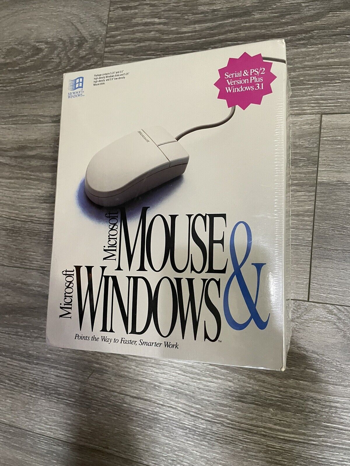Vintage 1992 Microsoft Mouse & Windows 3.1 MS-DOS and OS/2 Systems Open Box