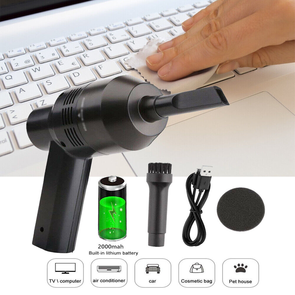 Mini Cordless Vacuum Cleaner USB Computer Keyboard Brush Dust Handheld Clean Kit