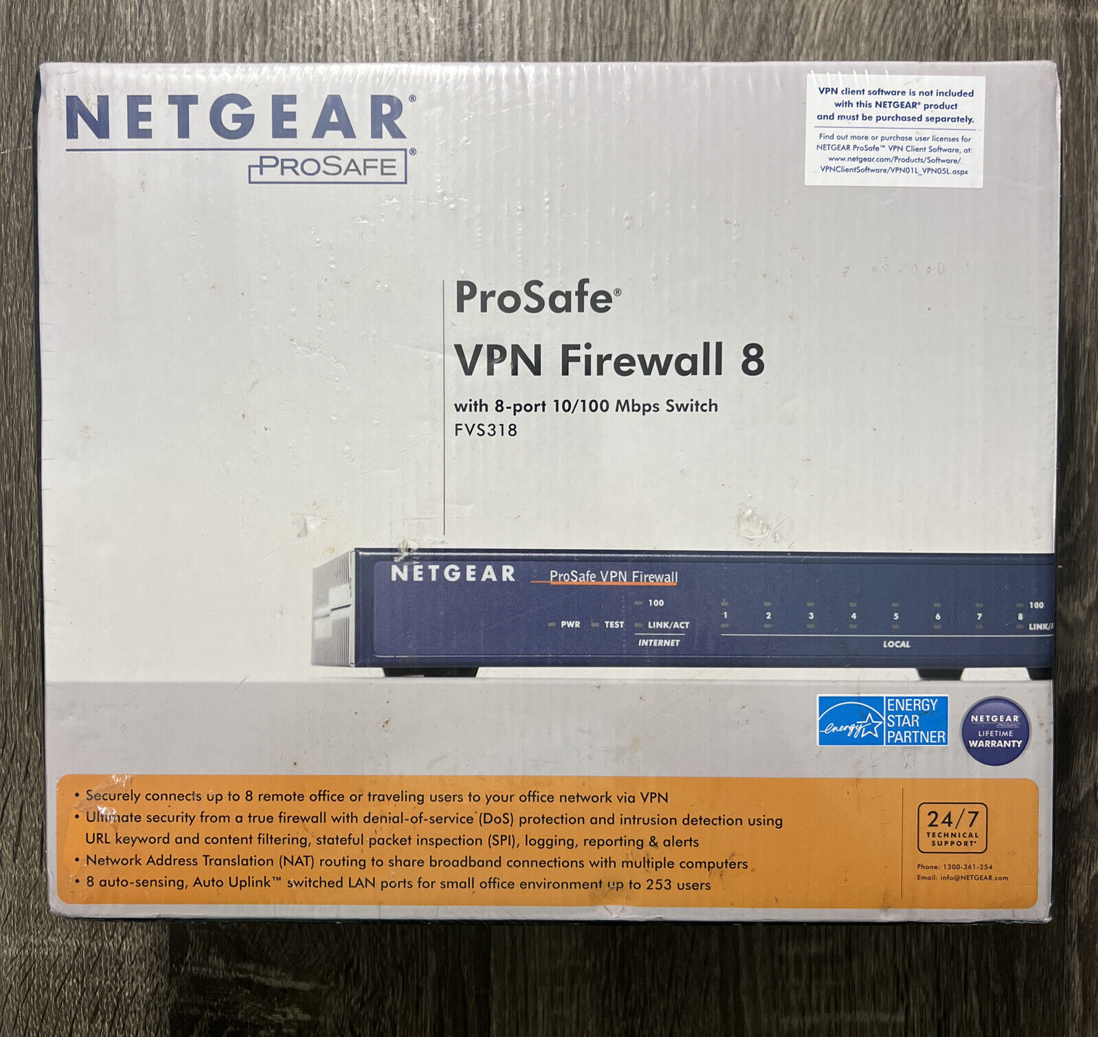 New NETGEAR ProSafe VPN 8-Port Gigabit Firewall FVS318V3 Factory Sealed Box