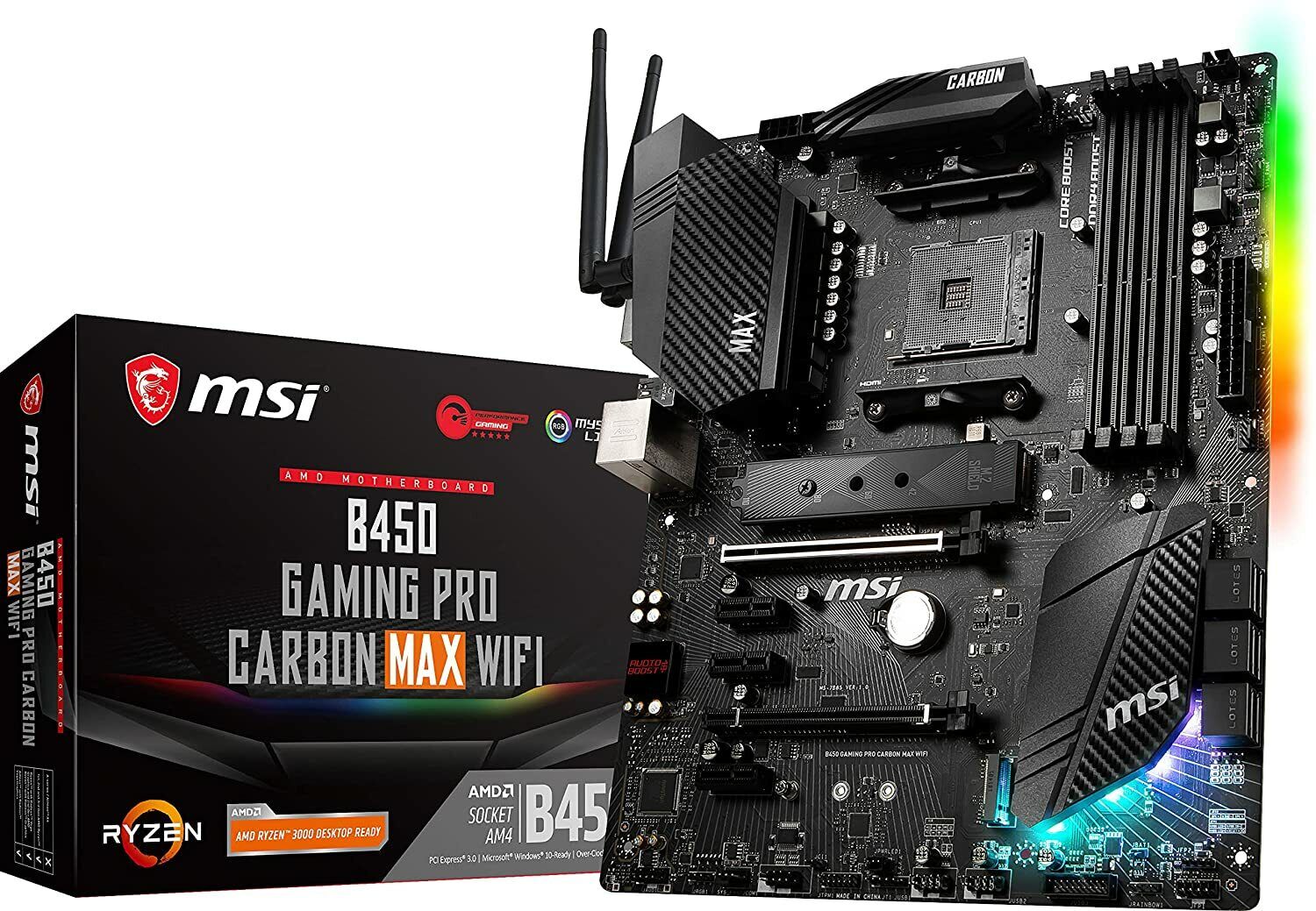 MSI B450 GAMING PRO CARBON MAX WIFI AM4 AMD M.2 USB 3.2 Gen  2 ATX Motherboard