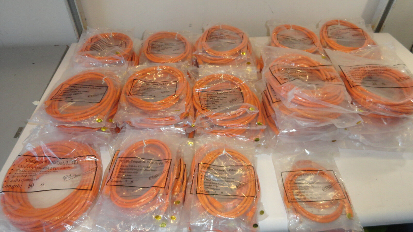 Lot of 105 Category 6 Parch Cord (UTP) 3ft. 5ft, 7ft. 25ft,. 50ft. Brand New
