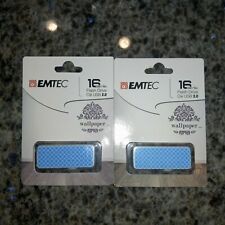 EMTEC Flash Drive Wallpaper 16 GB Storage Blue USB 2.0 Lot of 2 picture