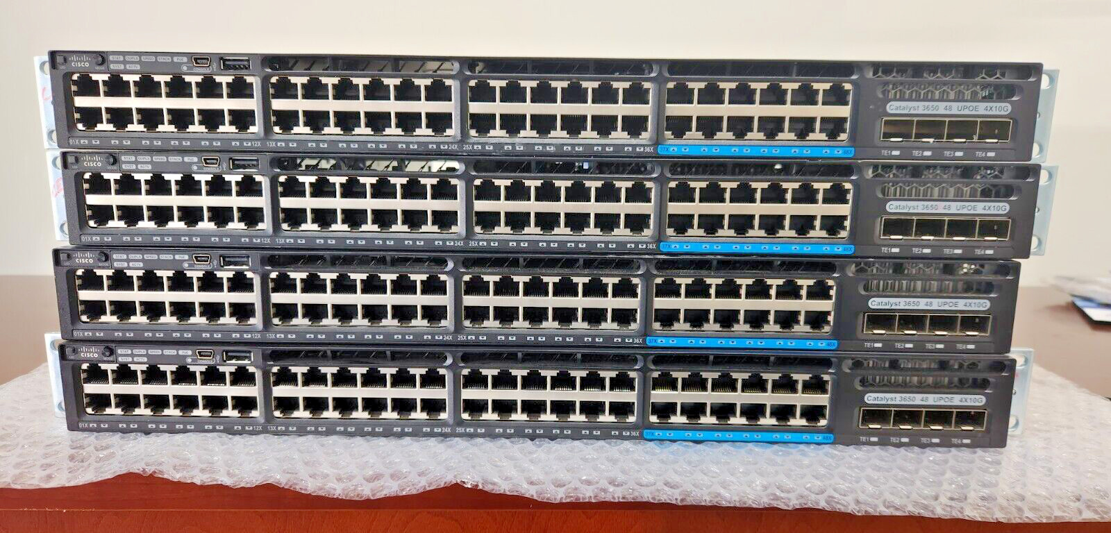Lot of 4 Cisco Catalyst 3650 48 Port UPOE 4x 10G SFP  PoE+ WS-C3650-48FQ-S