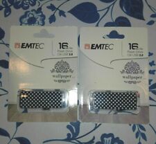 EMTEC Flash Drive Wallpaper 16 GB Storage Black USB 2.0 Lot of 2 picture