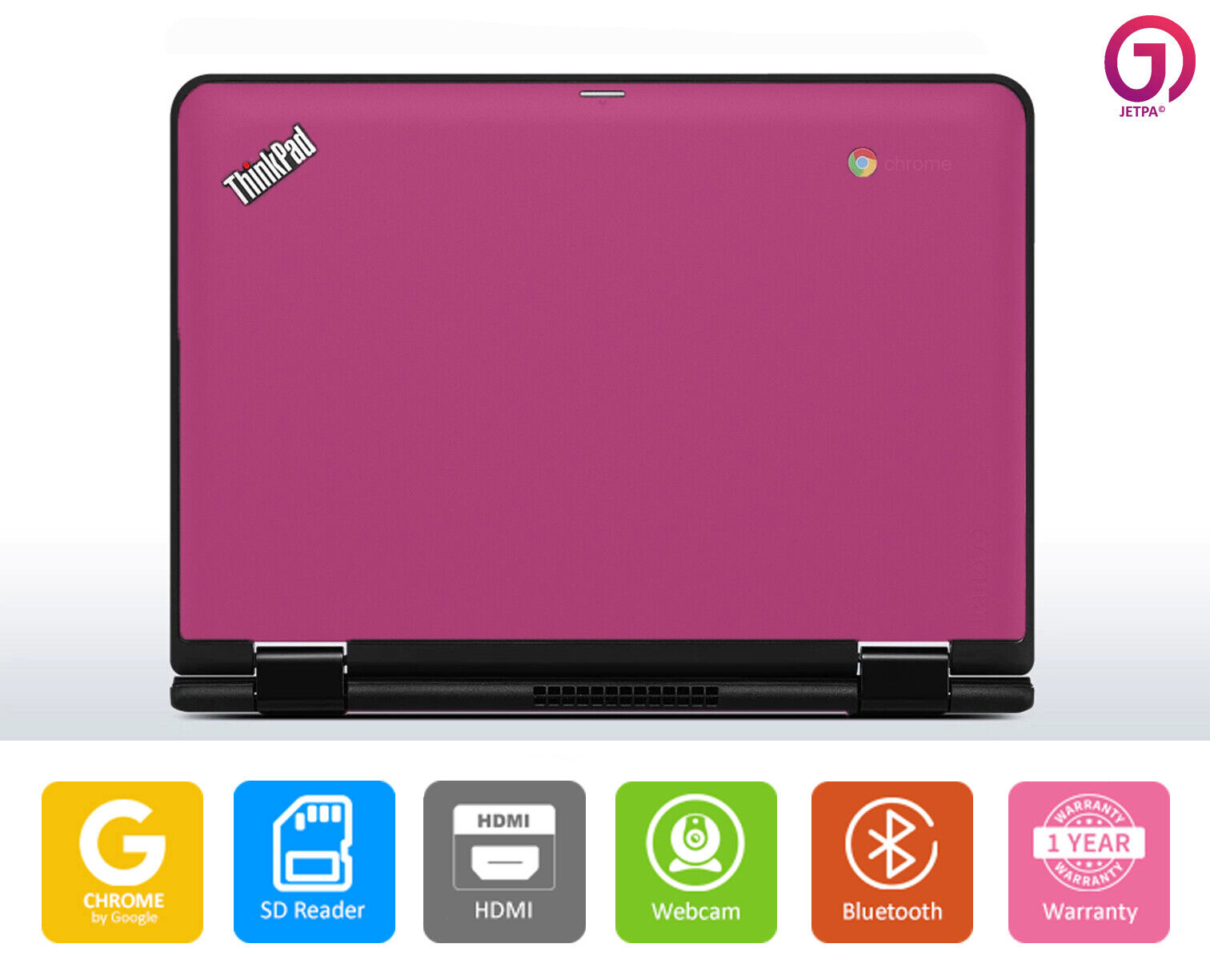Lenovo Chromebook 11 Laptop Quad-Core 1.60 4 Memory Bluetooth HDMI Webcam - Pink