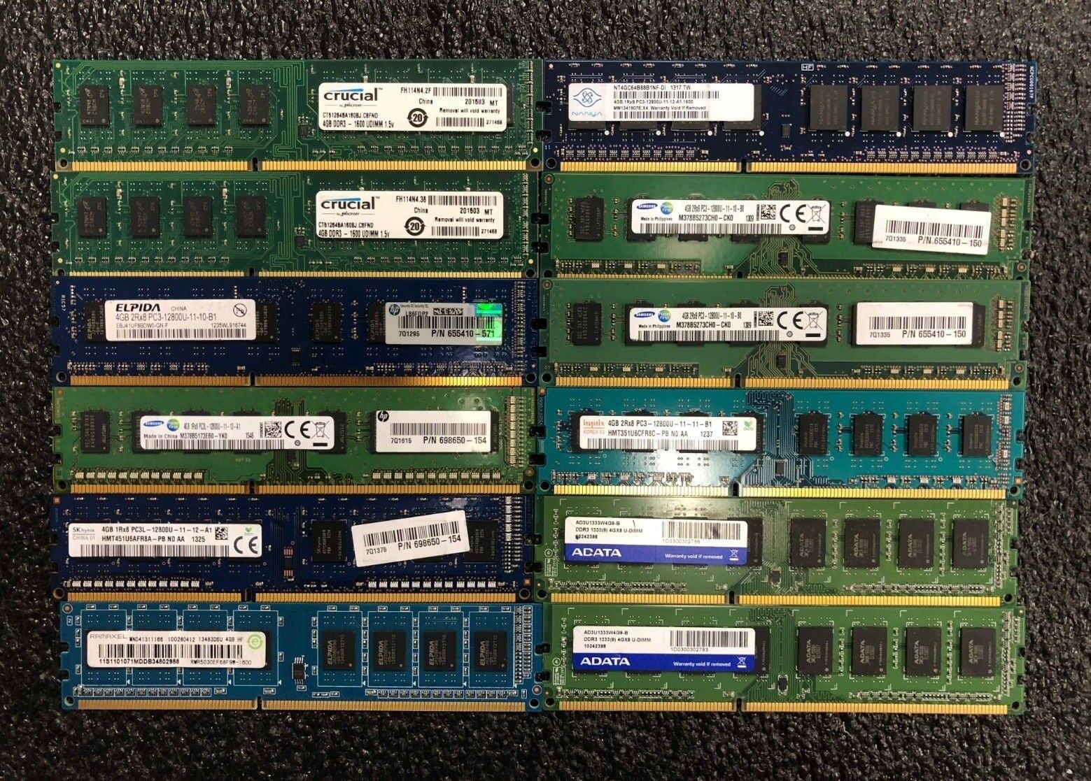 [ BULK LOT OF 50 ] Desktop RAM 4GB DDR3 PC3 Micron, SAMSUNG, HYNIX