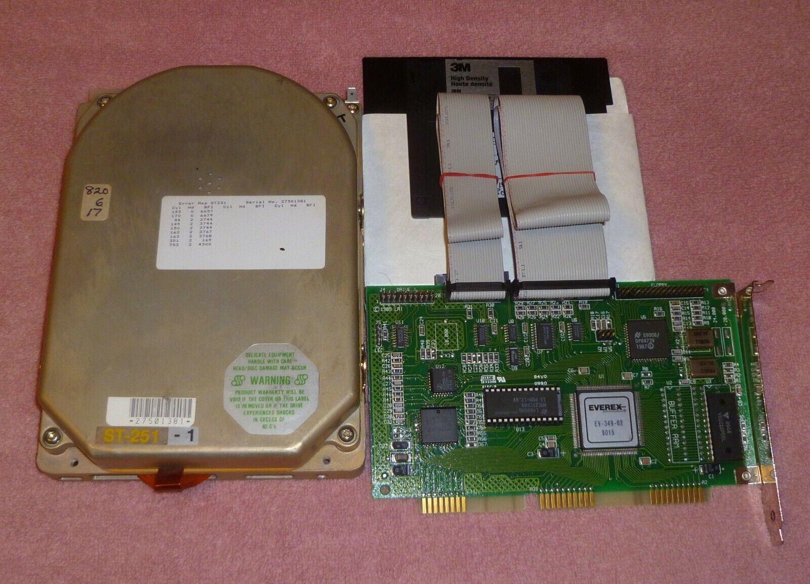 Vintage Working Seagate ST-251 Hard Drive With Everex EV-349 Controller