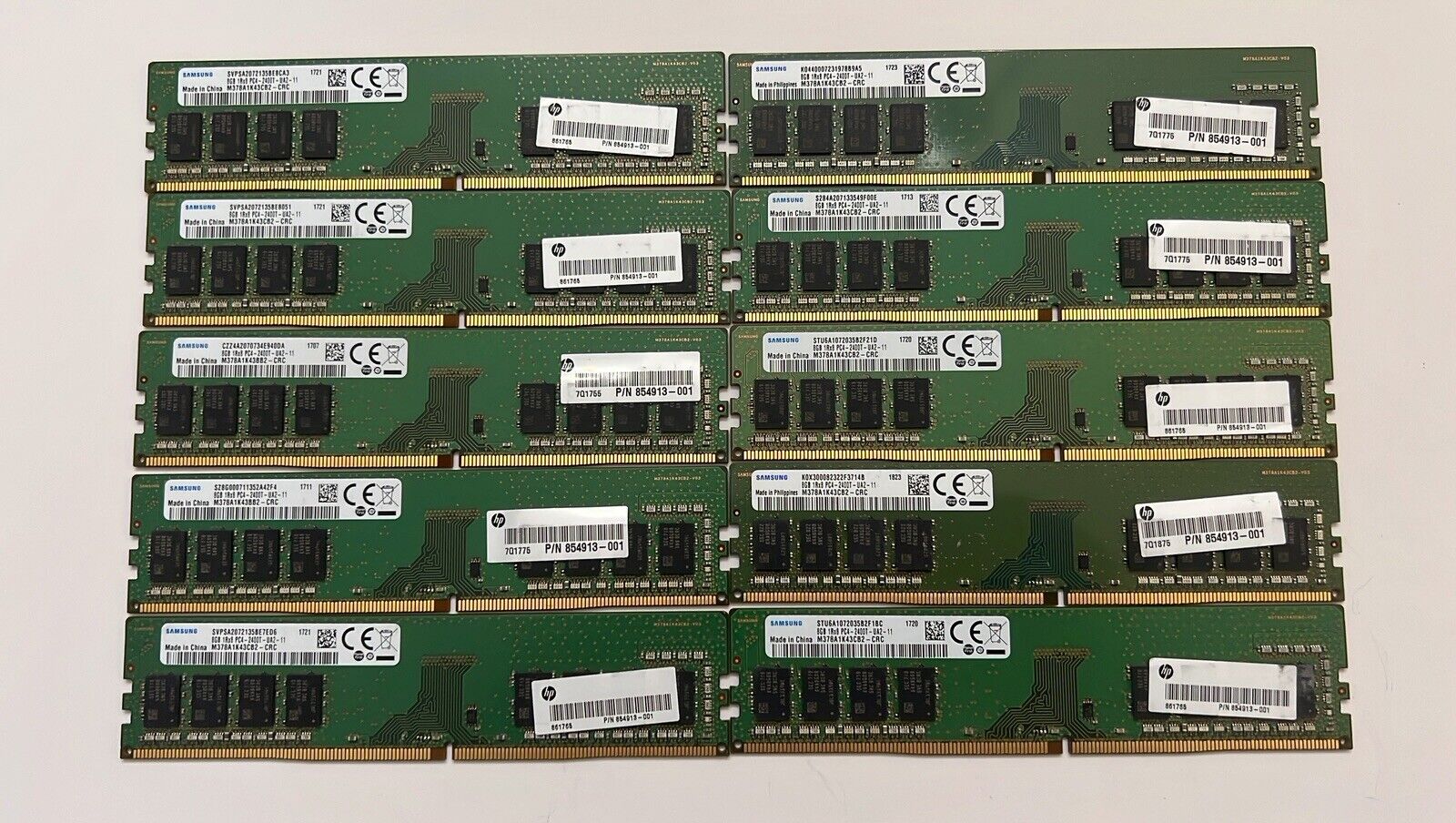 Lot Of 10 Samsung 8GB 1Rx8 PC4-2400T-UA2-11 DDR4 Desktop Memory RAM