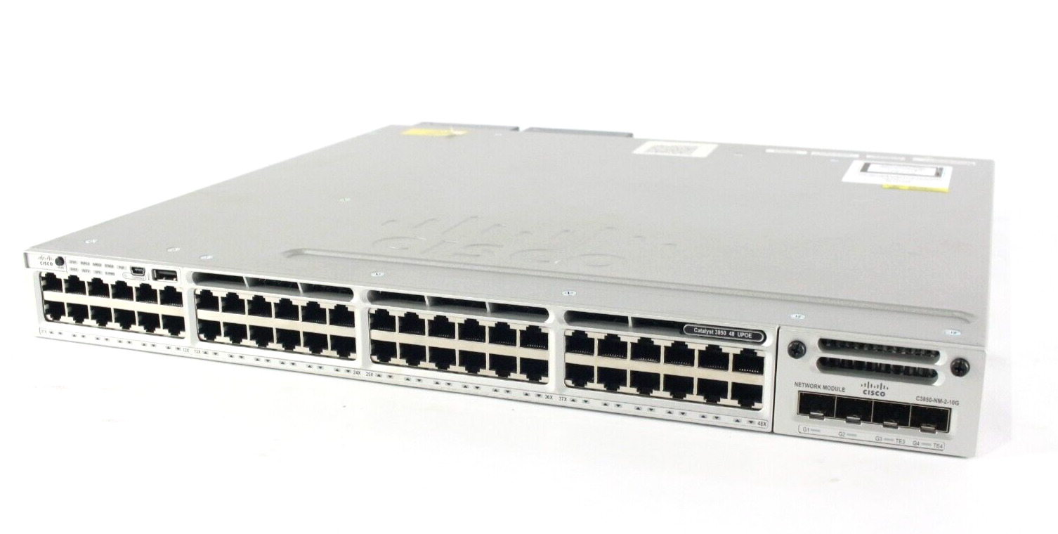 Cisco Catalyst 3850 WS-C3850-48U-L 48-Port UPOE Gb Switch w/ NM-2-10G (BH)