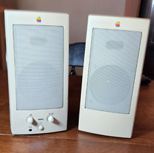 Vintage Apple Mac AppleDesign Powered Computer Speakers Set Rainbow M6082 In Box picture