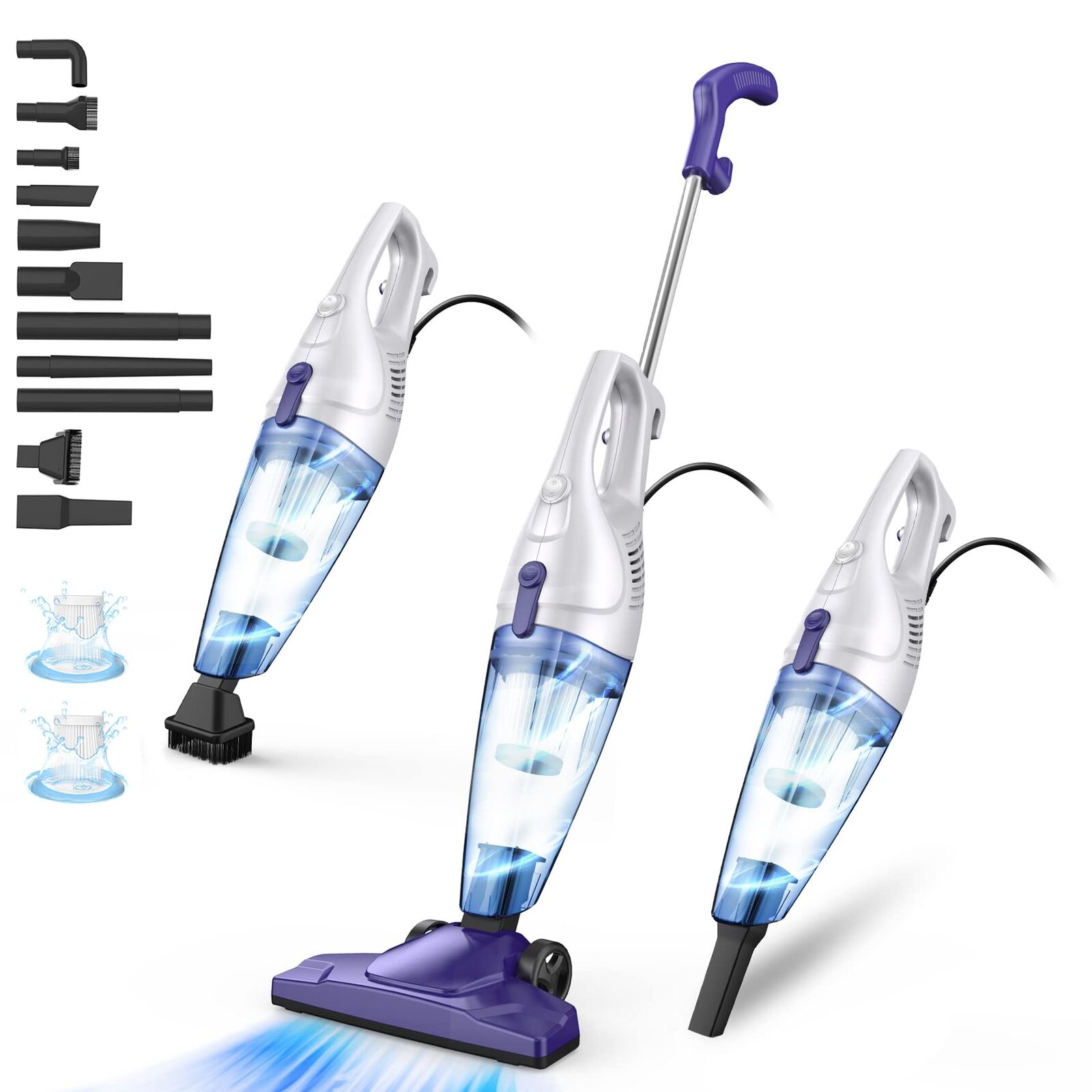 Stick Vacuum Cleaner, 11 in 1 Lightweight Corded Vac with Handheld, 400W 15kp...