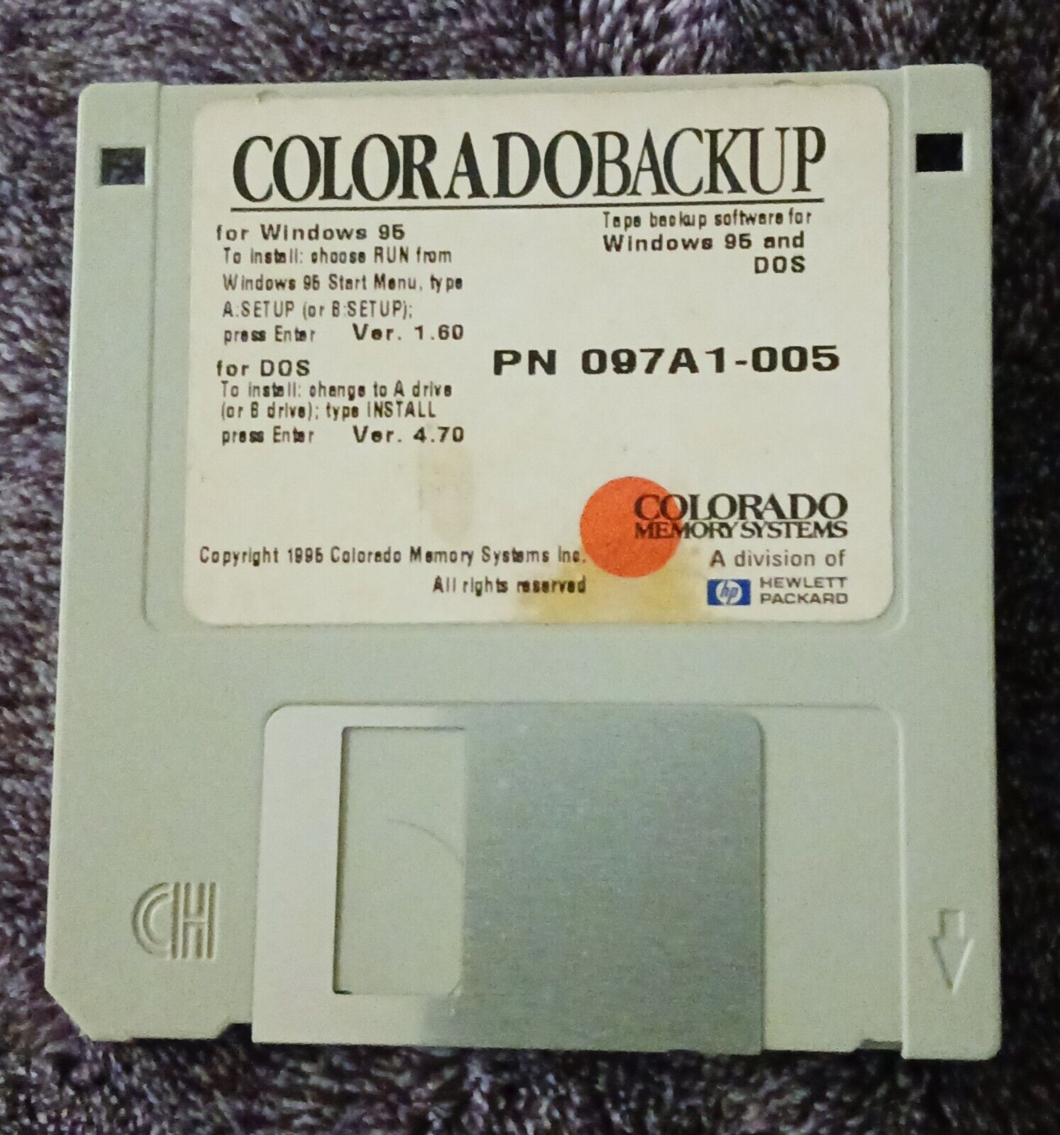 RARE VINTAGE Colorado Backup Tape Drive Utility Ver 4.70 DOS Driver Software Win