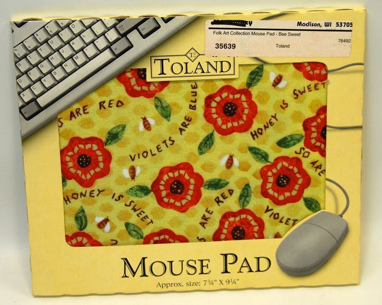 Vintage Mouse Pad: NIB - Toland Folk Art Collection - Bee Sweet