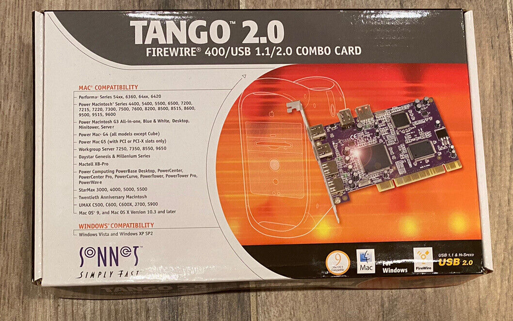 Vintage Apple Macintosh PCI Sonnet Tango 2.0 Firewire 400/USB 1.1&2.0 Combo Card