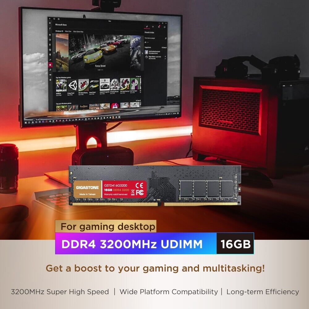 【DDR4 RAM】1PK Gigastone Desktop RAM 16GB  DDR4 16GB DDR4-3200MHz