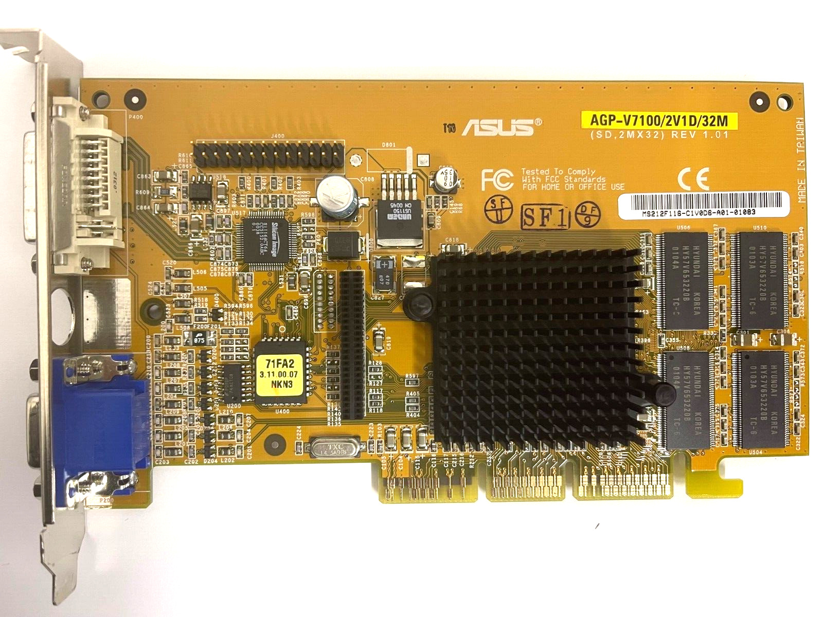 VINTAGE ASUS V7100/2V1D/32M NVIDIA GEFORCE2 MX AGP CARD DVI VGA PORTS MXB158