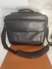 Vintage Targus Laptop Bag Case Large Leather Black Padded Shoulder Strap picture
