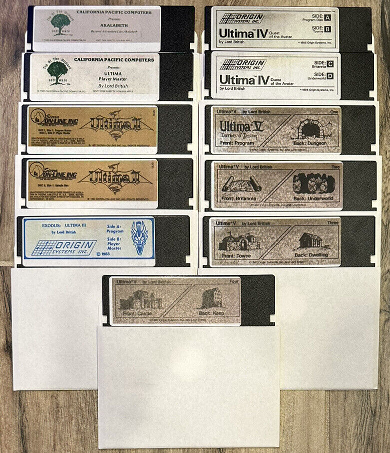 Vintage Apple II II+ IIe IIc IIGS Computer Ultima Game Pack *Akalabeth-Ultima V*