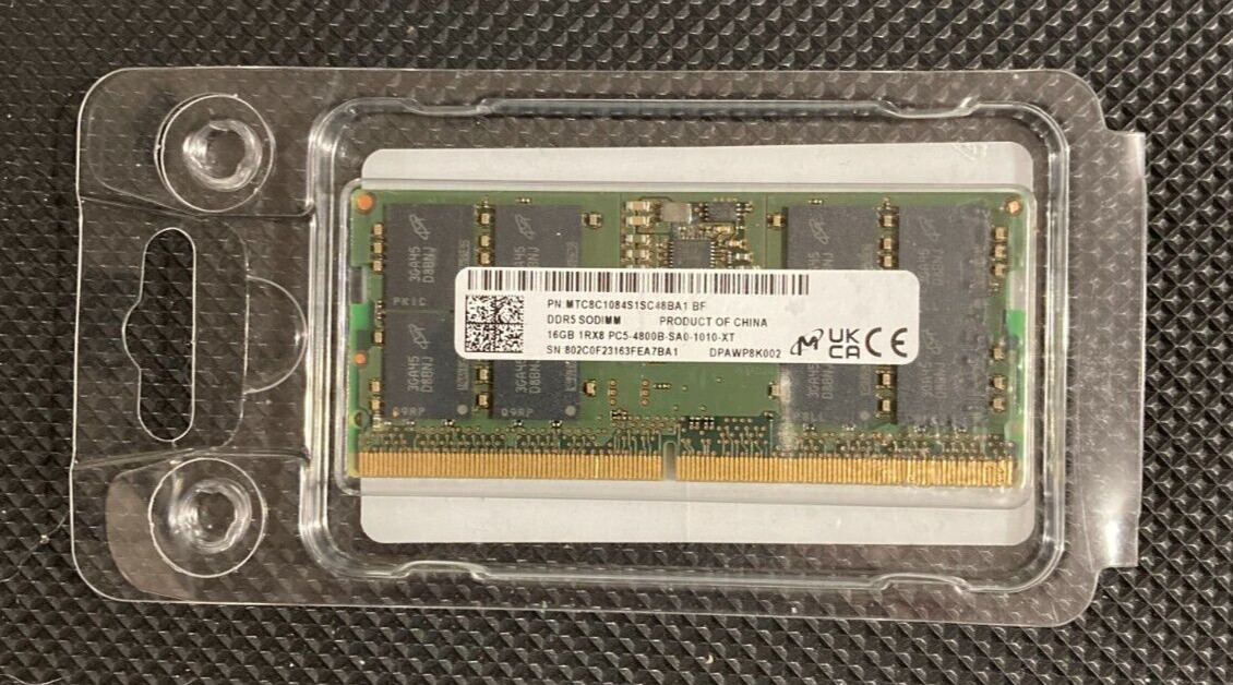 Micron 16GB MTC8C1084S1SC48BA1 DDR5 SODIMM 1RX8 Laptop RAM   (Used)