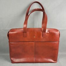 Bosca Genuine Leather Briefcase Vintage Laptop Messenger Bag Light Brown 18x12x5 picture