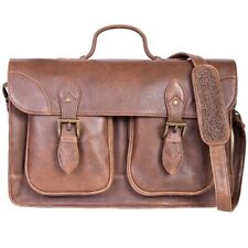 NEW SCULLY AERO SQUADRON VINTAGE LEATHER FRONT FLAP WORKBAG  BRIEFCASE WALNUT picture