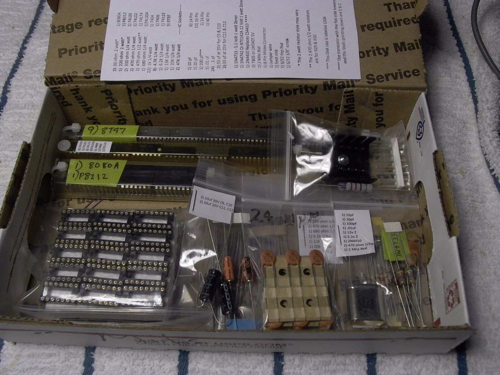 Altair MITS 8800 CPU Parts Kit not IMSAI 8080 S100 (board NOT included)