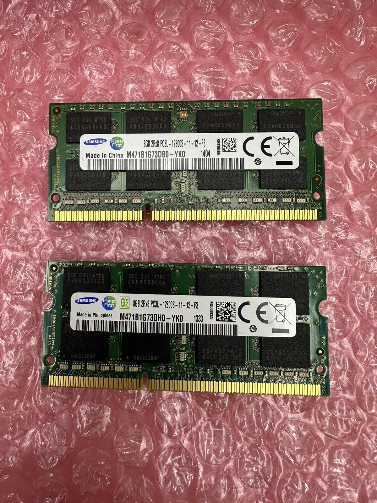 SAMSUNG 16GB (2 x 8GB) PC3L-12800S DDR3-1600 Laptop Ram Memory M471B1G73DB0-YK0
