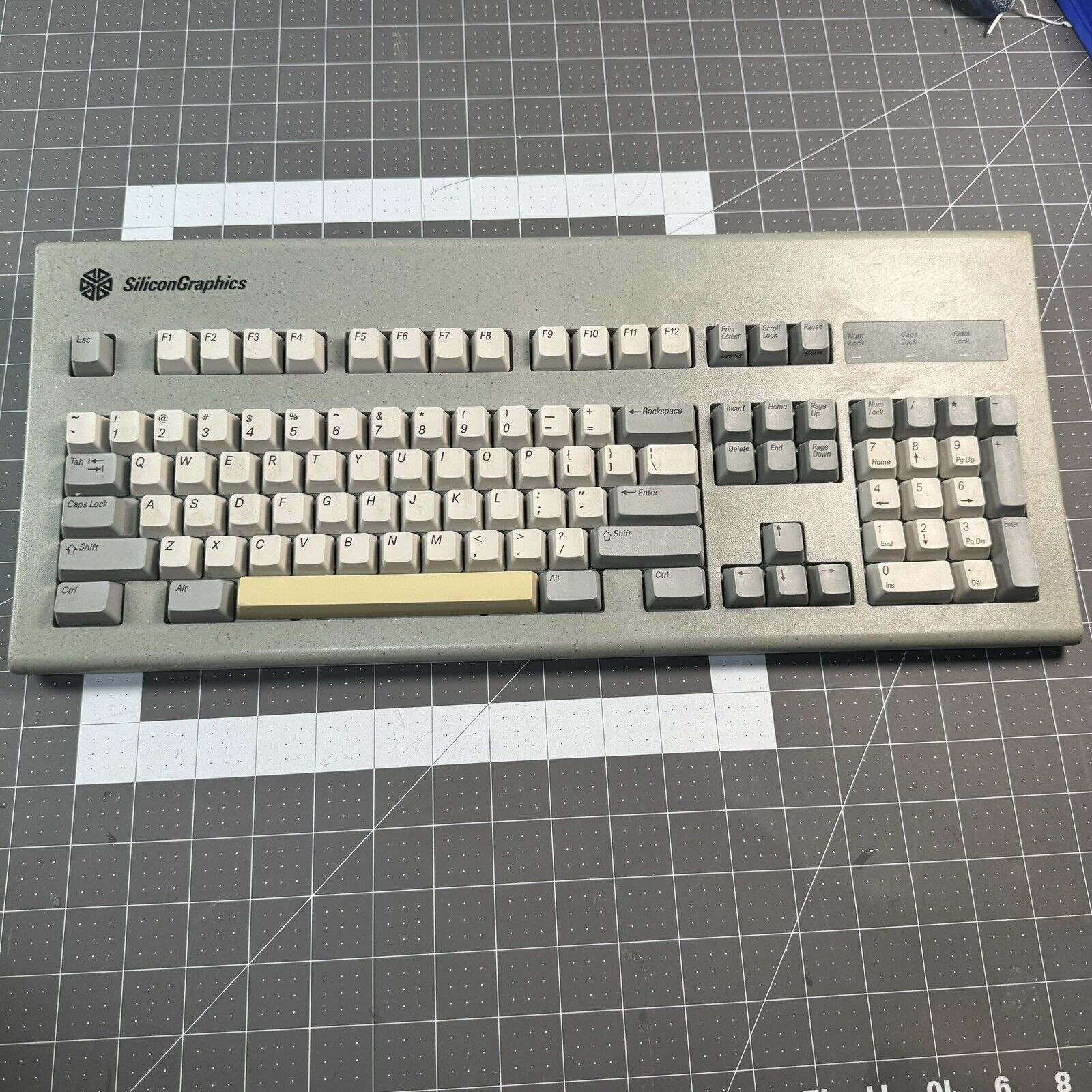 Vintage SGI Silicon Graphics Keyboard PS/2 100493 Alps SKCM Cream Damped KEYS