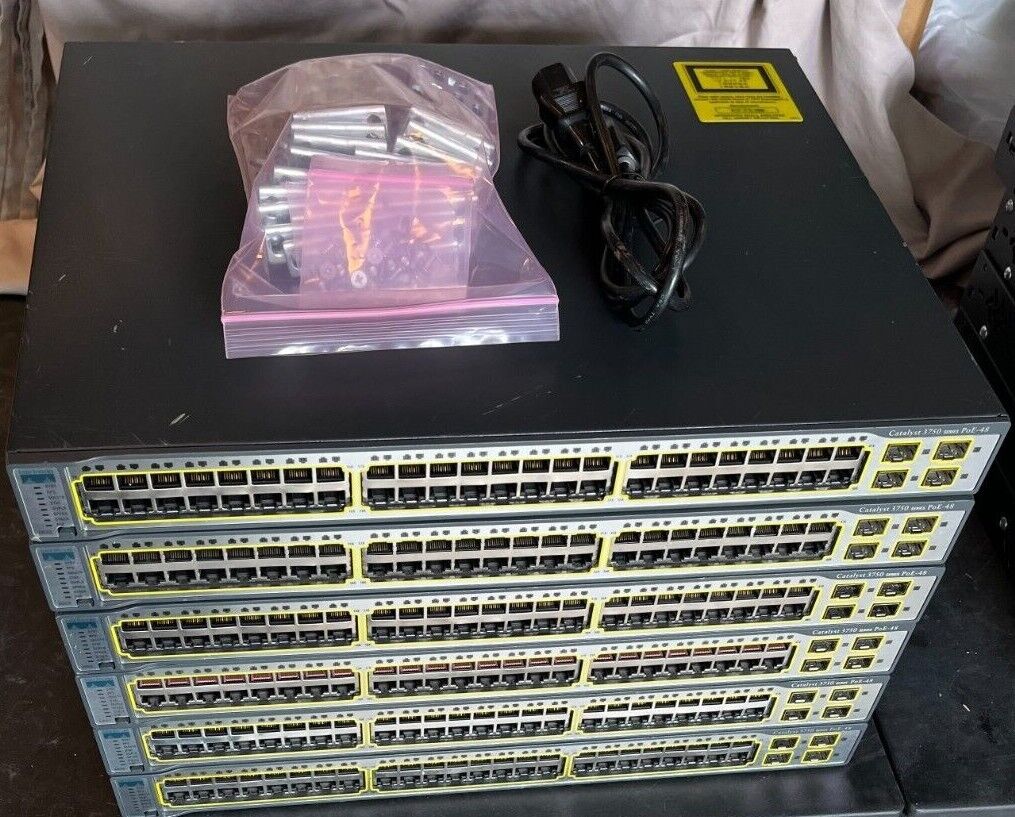 Lot of Cisco Catalyst WS-C3750-48PS-S 48 Port Ethernet Switches
