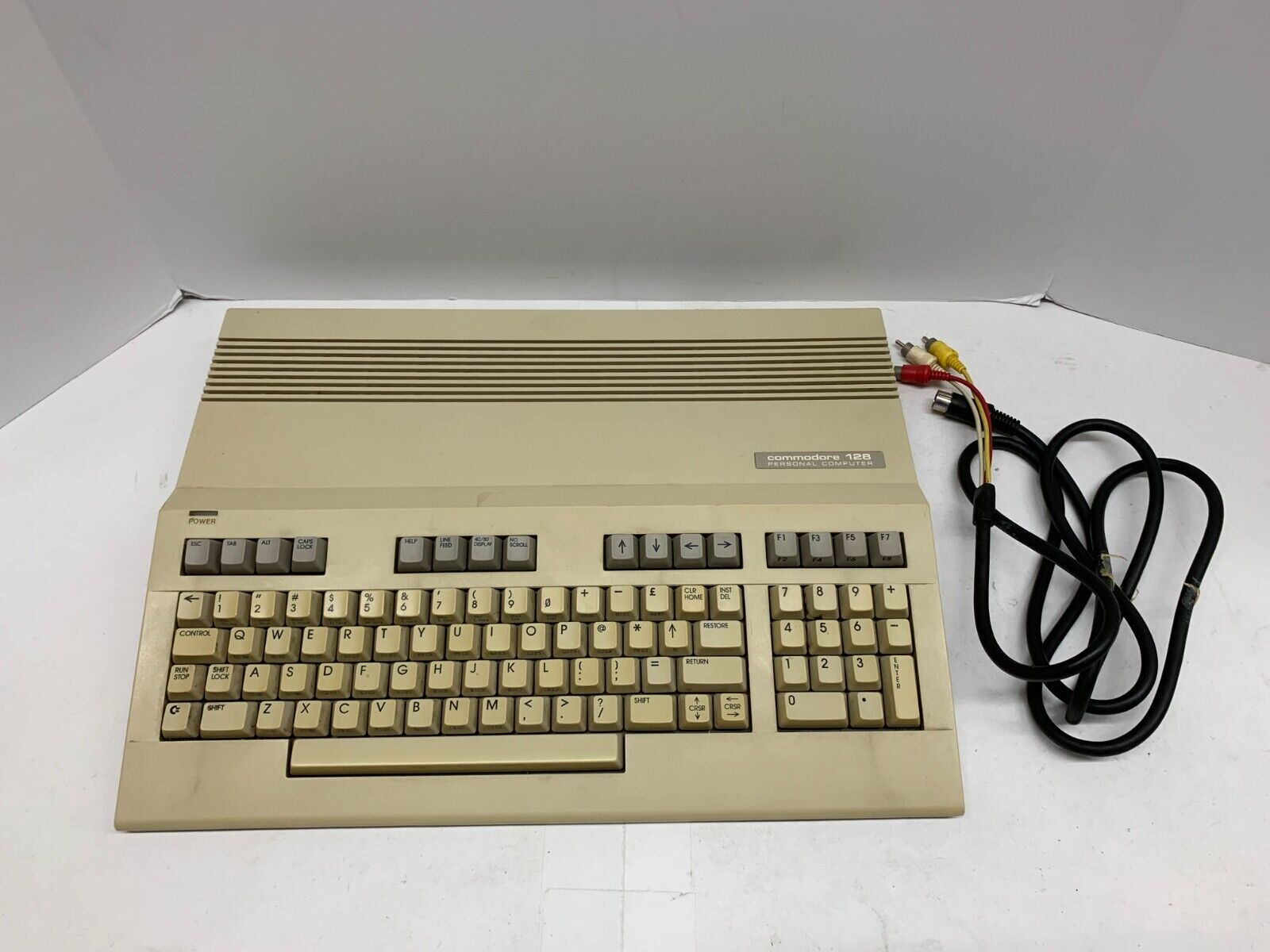 Commodore 128 Personal Computer Keyboard C128 (UNTESTED) w/Video Cable QWERTY