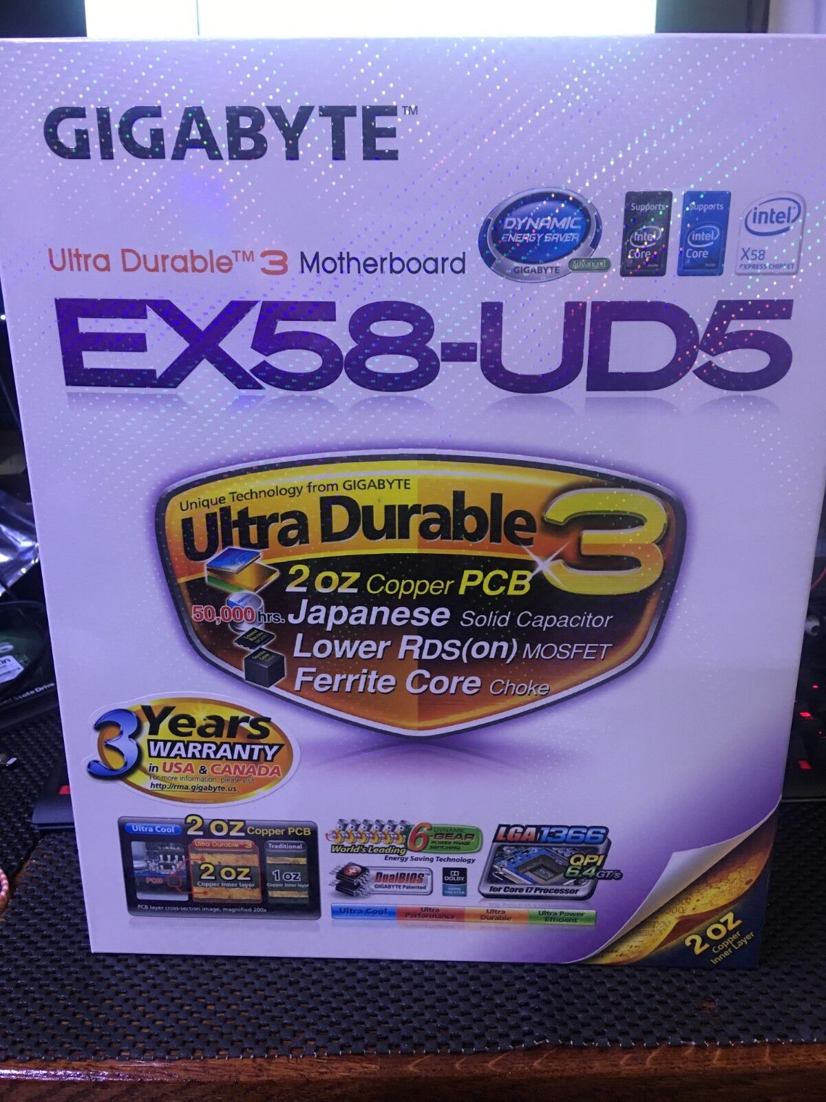 UNUSED Gigabyte Technology GA-EX58-UD5, LGA 1366/Socket B, Intel Motherboard
