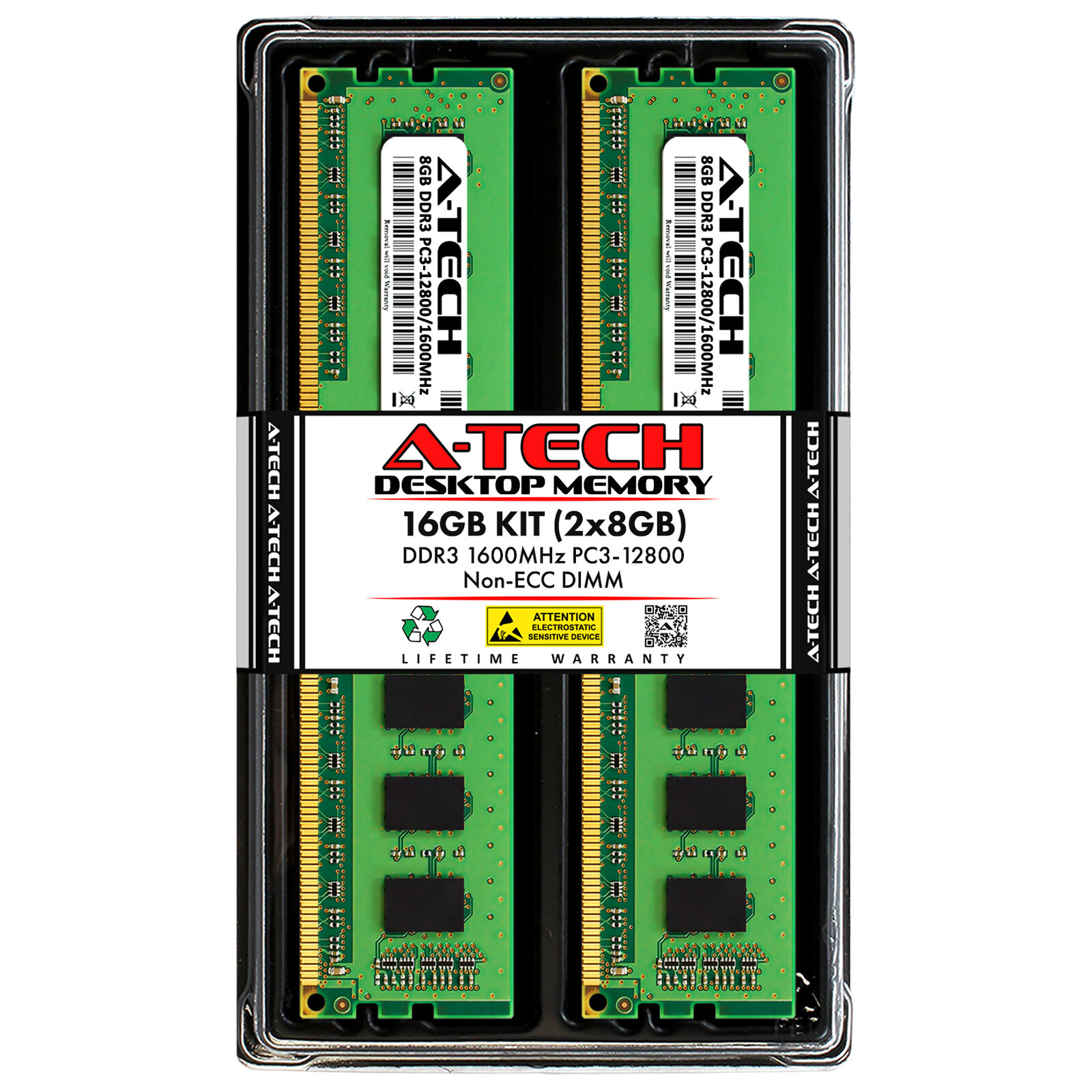 A-Tech 16GB 2x 8GB PC3-12800 Desktop DDR3 1600 MHz 240pin DIMM Memory RAM 16G 8G