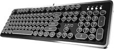 AZIO Retro Typewriter-Inspired Mechanical Keyboard Vintage Black and Silver  picture