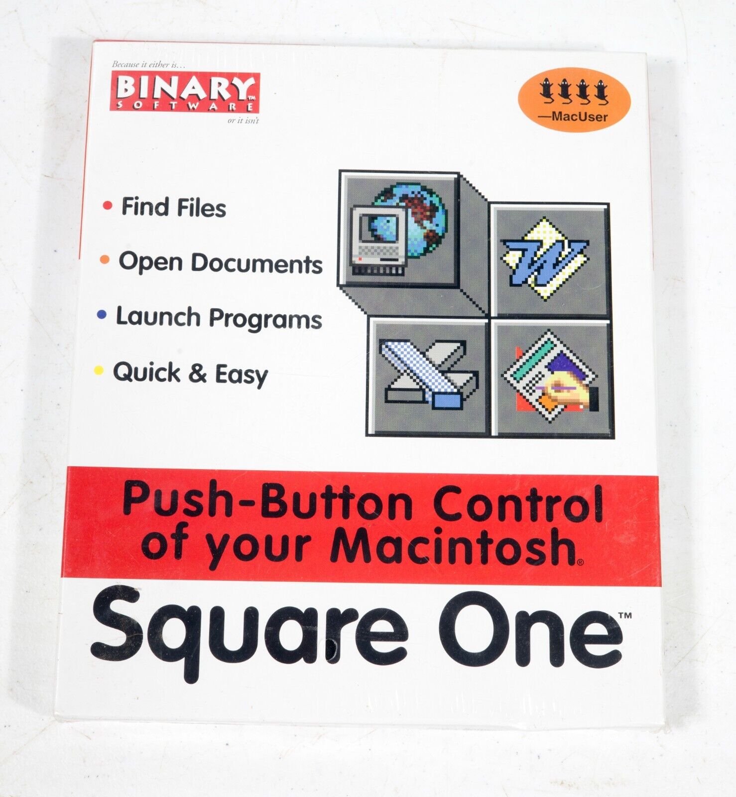 Vintage Binary Software Square One Push-button control Mac NEW NOS ST533B02