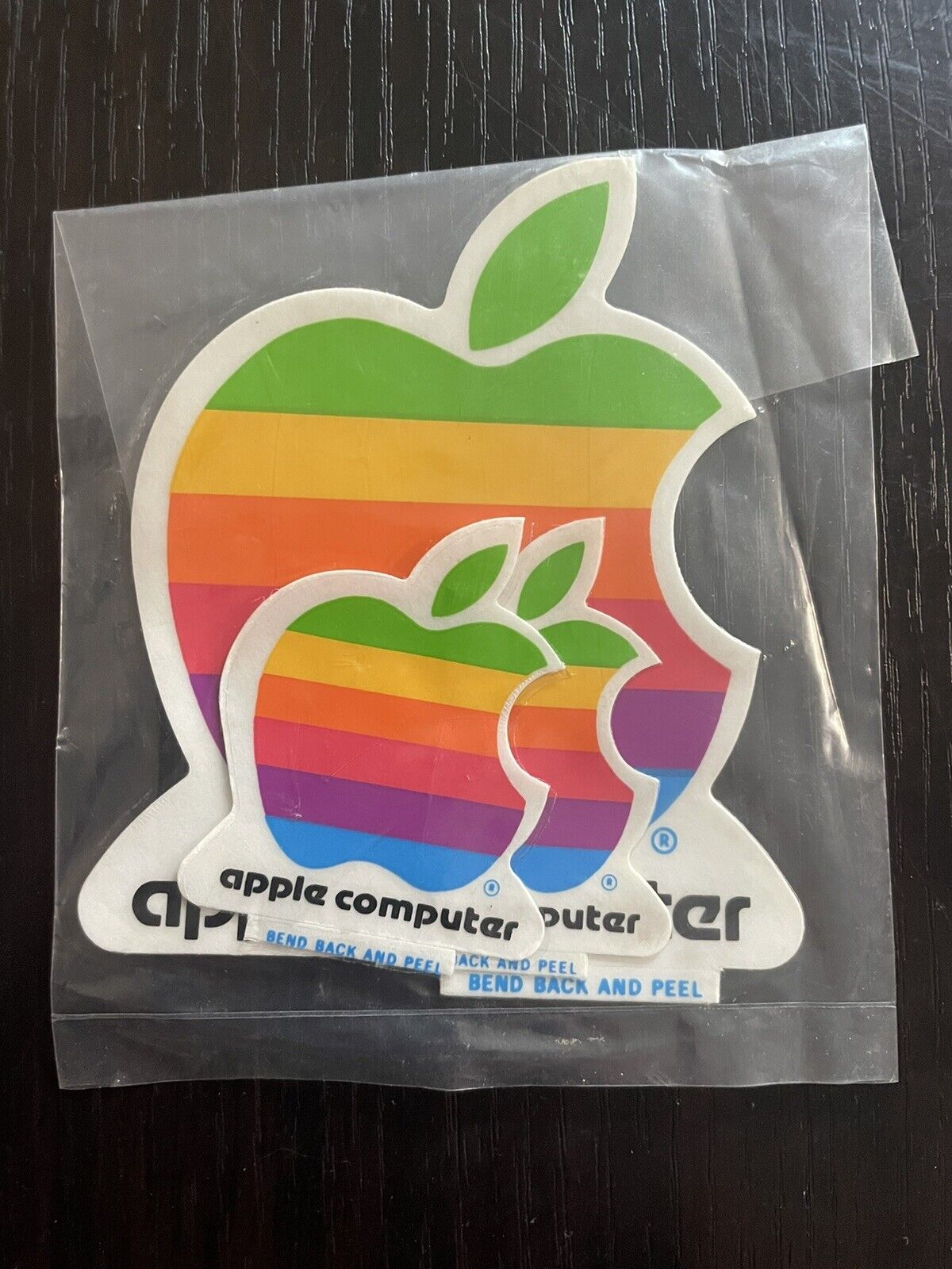 Set of 3 Vintage 1980s Apple Computer Logo-Stickers-Decals - ORIGINAL SEALED