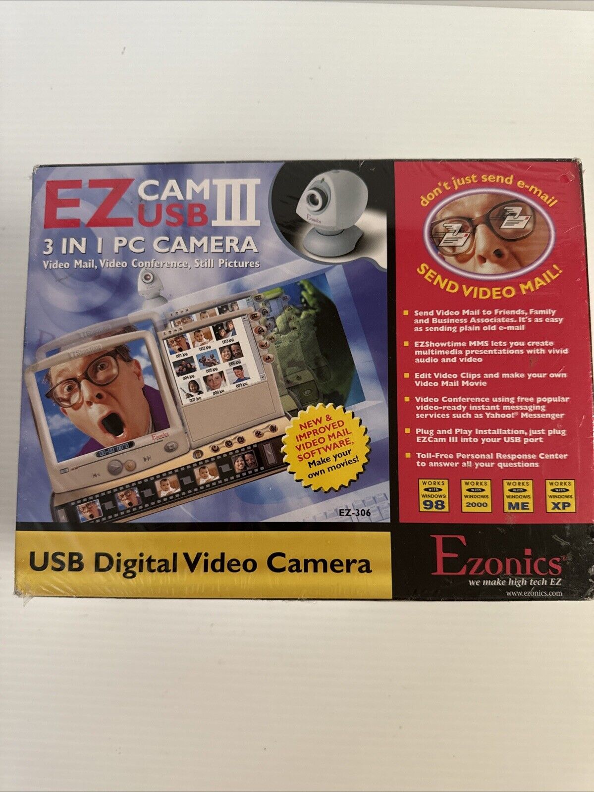 VINTAGE Ezonics EZ Web Cam III Model EZ-306 - Beige 3 in 1 PC Camera pi