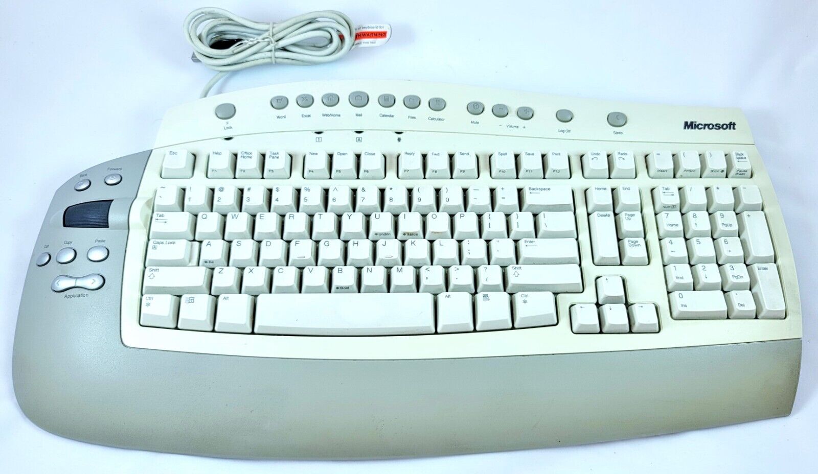 Microsoft RT9450 USB Office Ergonomic Scroll Wheel Vintage Keyboard - Very Good