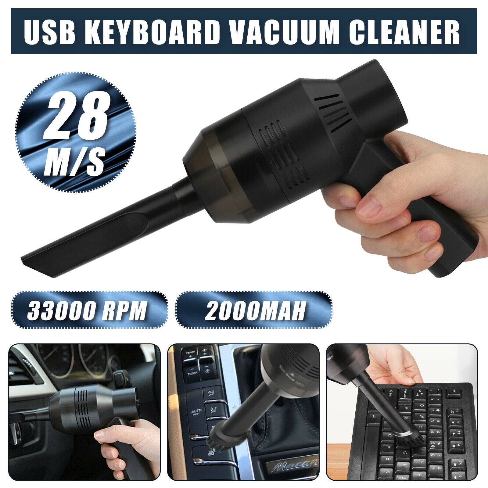 33000RPM Cordless Electric Air Duster Keyboard Car Cleaning Mini Vacuum Cleaner