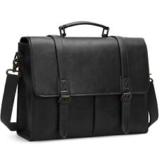 Messenger Bag for Men 15.6 Inch Vintage Leather Briefcase Waterproof Laptop B... picture