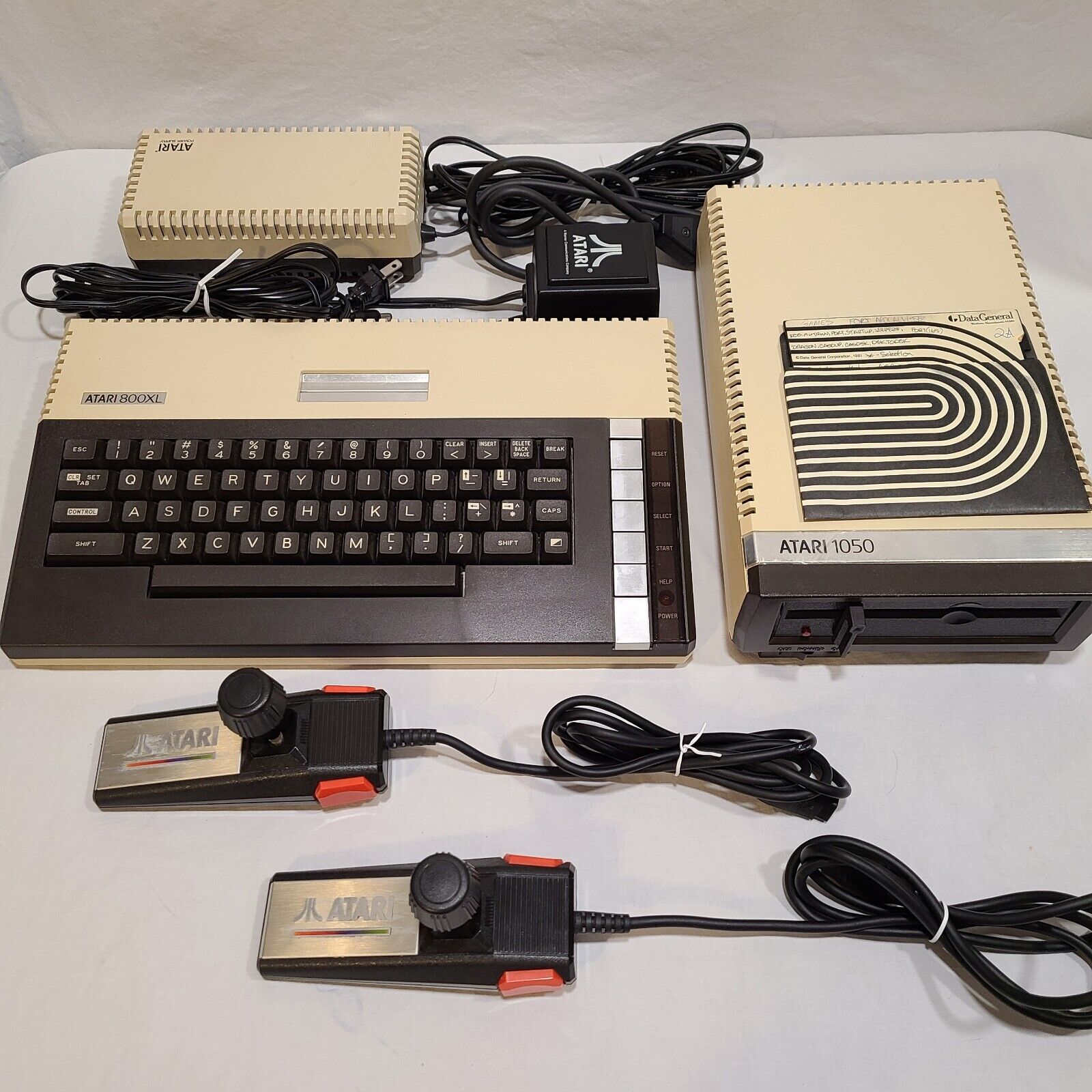 ATARI 800XL Home Computer With 1050 Disk Drive, Joysticks Tested and Working