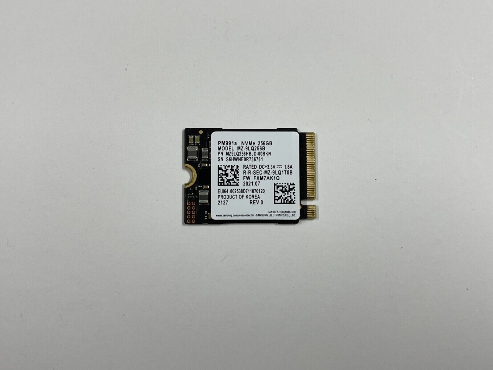 Samsung PM991a NVMe 256GB SSD M.2 2230 MZ9LQ256HBJD