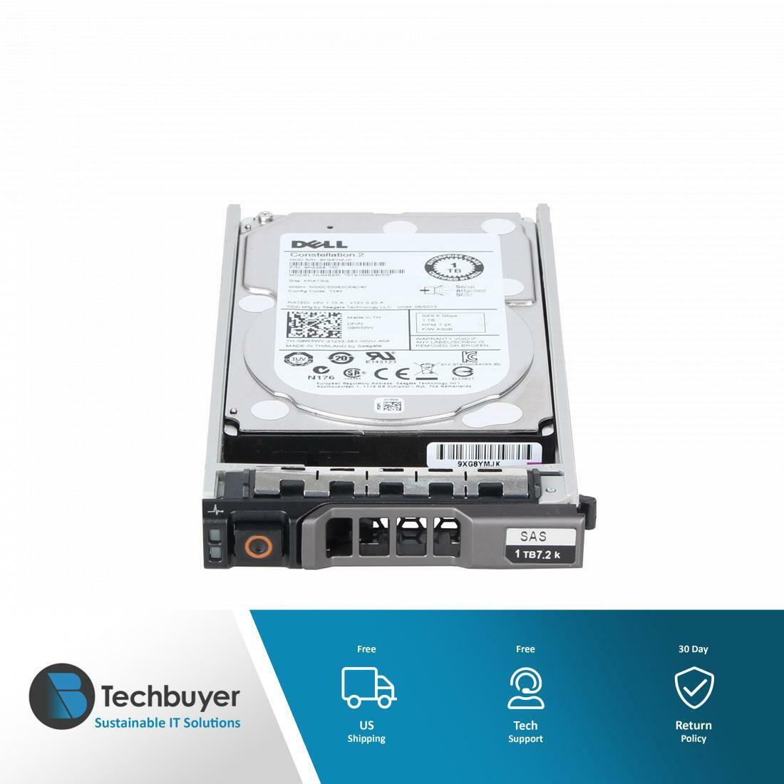 Dell Hard Drive 1TB 7.2K SAS 2.5 inch 6Gbps Hot Swap HDD - 9W5WV ST91000640SS